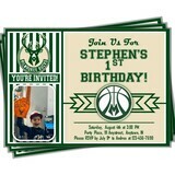 Milwaukee Bucks NBA Basketball Birthday Invitation 5x7