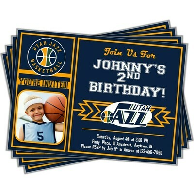 Utah Jazz NBA Basketball Birthday Invitation 5x7