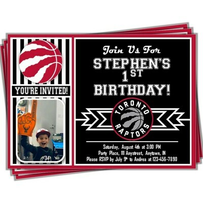 Toronto Raptors NBA Basketball Birthday Invitation 5x7