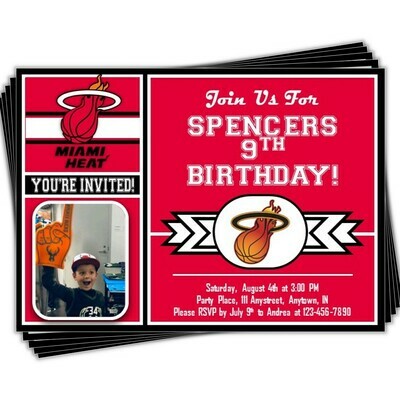 Miami Heat NBA Basketball Birthday Invitation 5x7