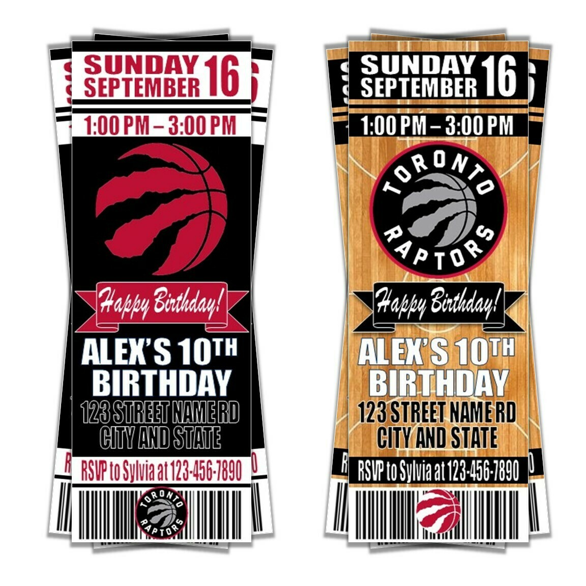 Toronto Raptors NBA Basketball Birthday Invitation Ticket Style