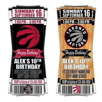 Toronto Raptors NBA Basketball Birthday Invitation Ticket Style