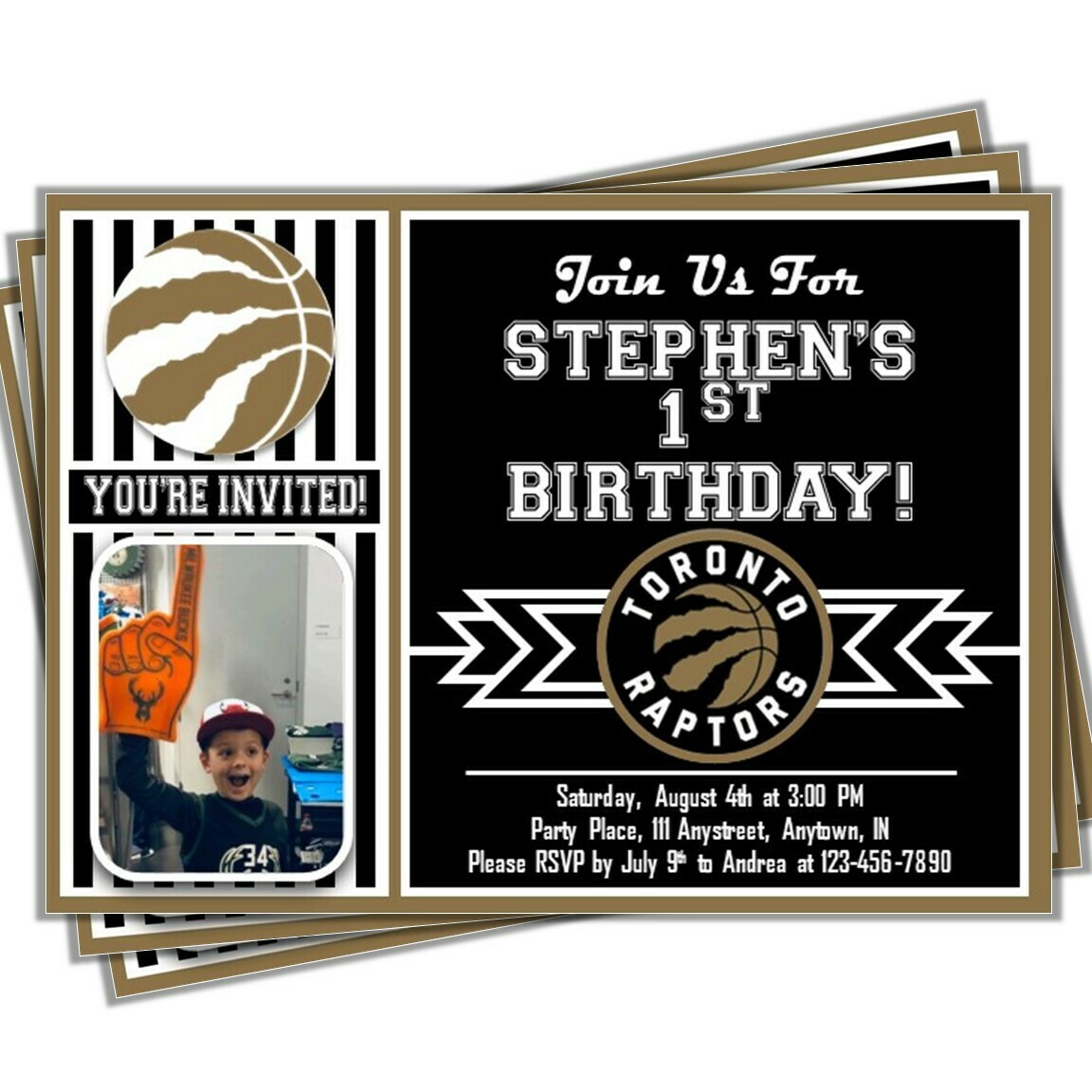 Toronto Raptors OVO Drake NBA Basketball Birthday Invitation 5x7