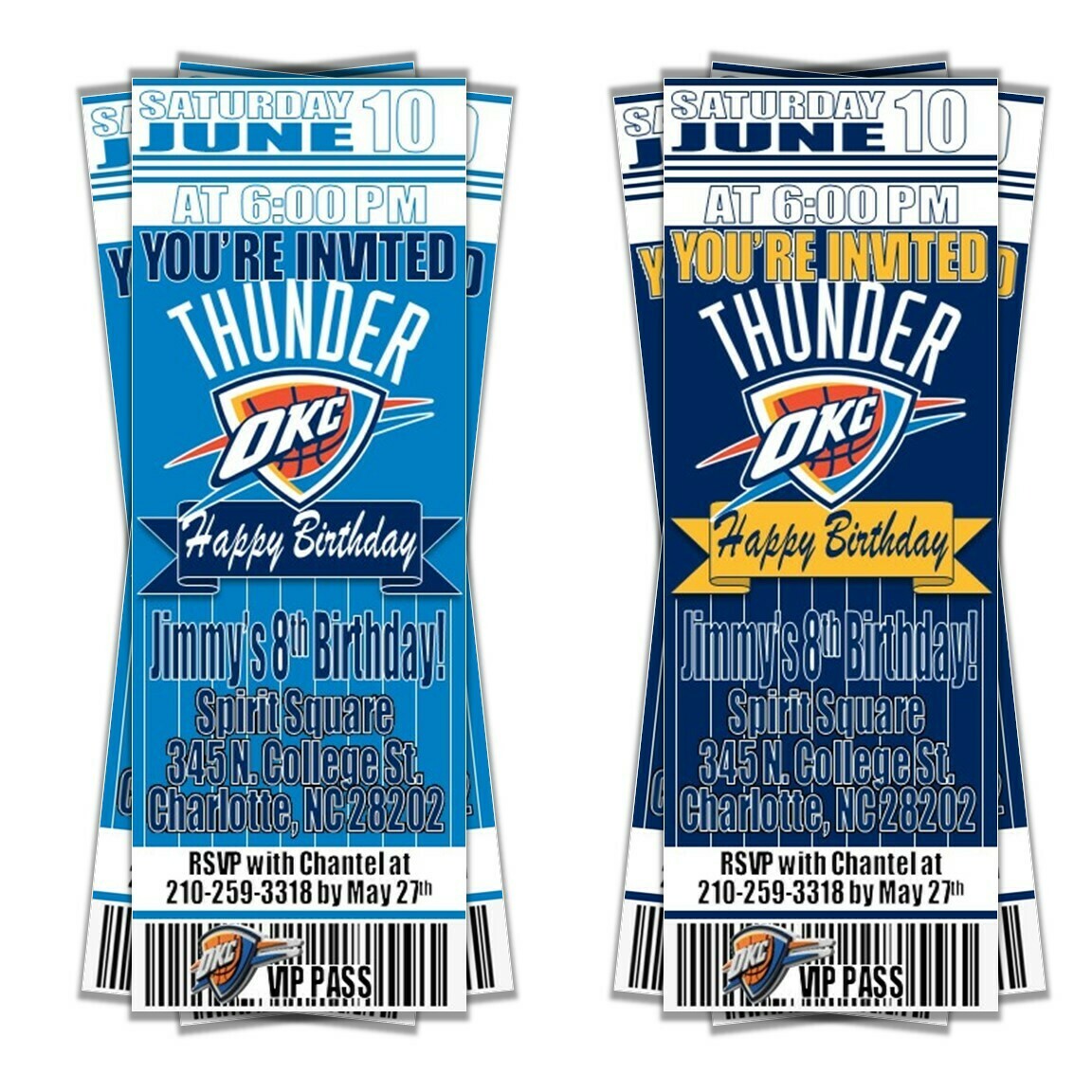 Oklahoma City Thunder NBA Basketball Birthday Invitation Ticket Style
