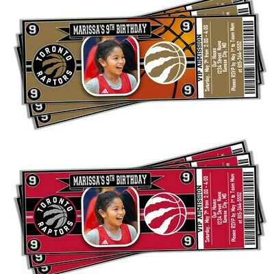 Toronto Raptors Photo NBA Basketball Birthday Invitation Ticket Style