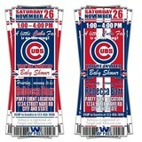 Chicago Cubs Baseball Baby Shower Invitation Ticket Style