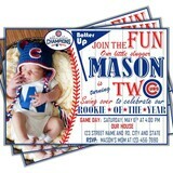 Chicago Cubs Photo MLB Baseball Birthday Invitation 5&quot;x7&quot;