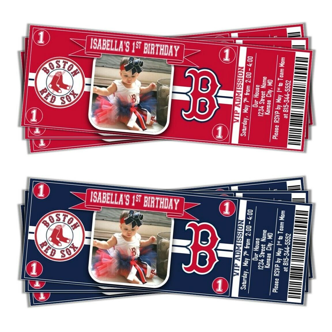 Boston Red Sox Party Photo Baseball Ticket Horizontal