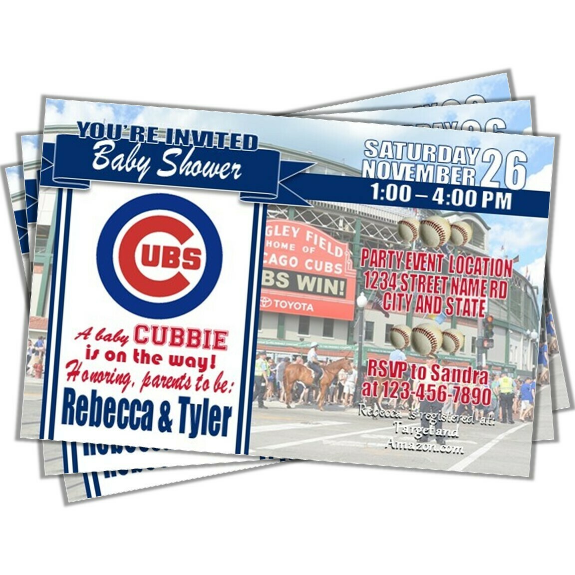 Chicago Cubs MLB baseball Baby Shower Invitation 4&quot;x6&quot;