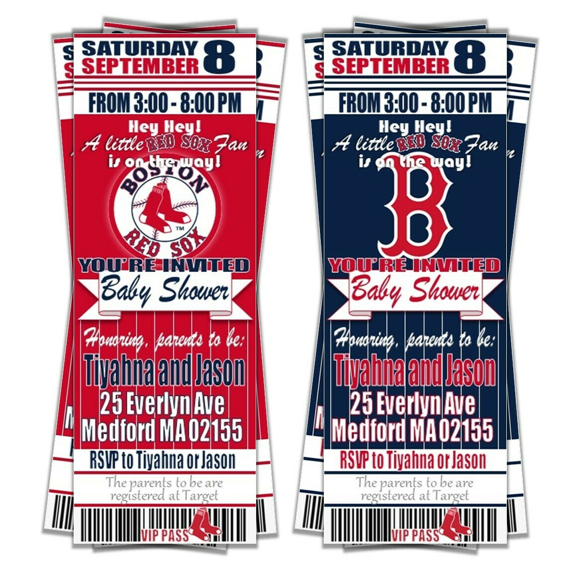 Red Sox Pinstripe Baseball Invite