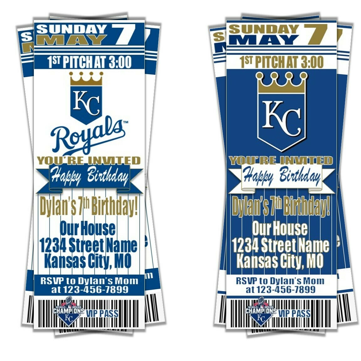 Kansas City Royals KC Classic MLB Baseball Birthday Invitation Ticket Style