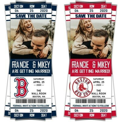 Boston Red Sox BOS SAVE THE DATE photo MLB Baseball Invitation Ticket Style