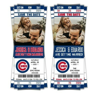 Chicago Cubs SAVE THE DATE photo MLB Baseball Invitation Ticket Style