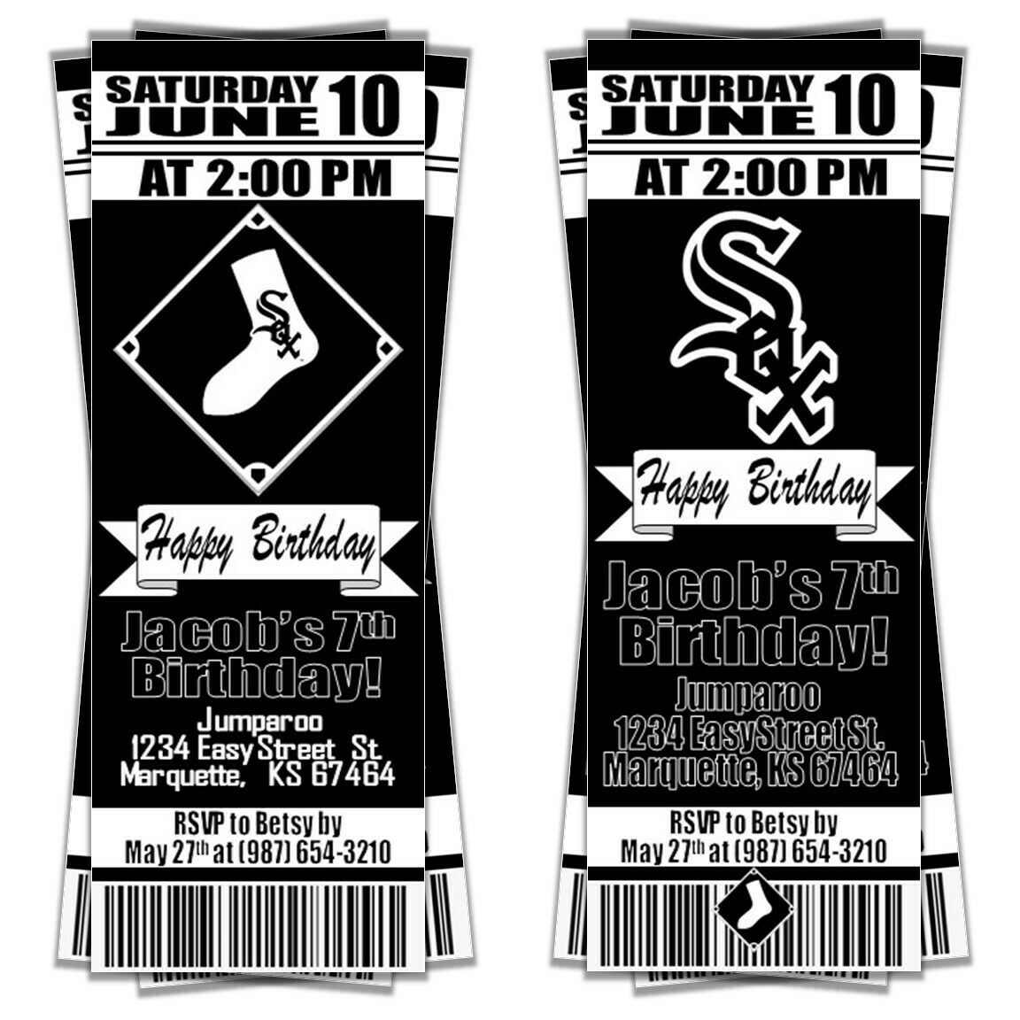 Chicago White Sox MLB Baseball Ticket Style Invitation