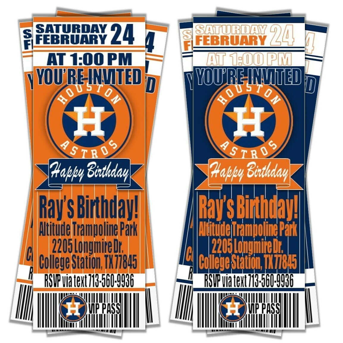 Houston Astros Baseball Ticket Style Invitation
