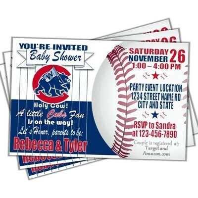 Chicago Cubs MLB baseball Baby Shower Invitation 4&quot;x6&quot;