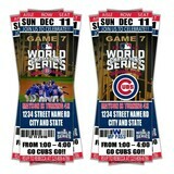 Chicago Cubs World Series MLB Baseball Birthday Invitation Ticket Style