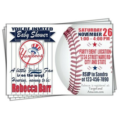 New York Yankees Photo MLB Baseball Baby Shower Invitation 4&quot;x6&quot;