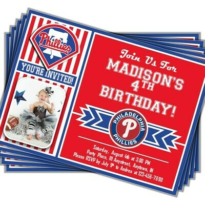 Philadelphia Phillies Photo MLB Baseball Birthday Invitation 5&quot;x7&quot;
