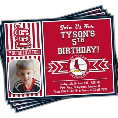 St. Louis Cardinals MLB Baseball Birthday Invitation 5x7