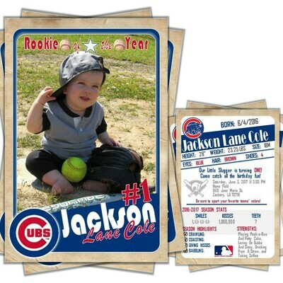 Chicago Cubs Vintage Trading Cards 4&quot;x6&quot; Invitations