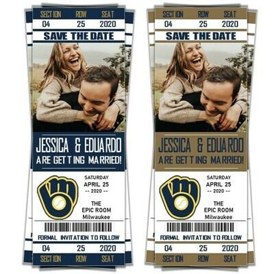 Milwaukee Brewers SAVE THE DATE photo MLB Baseball Invitation Ticket Style