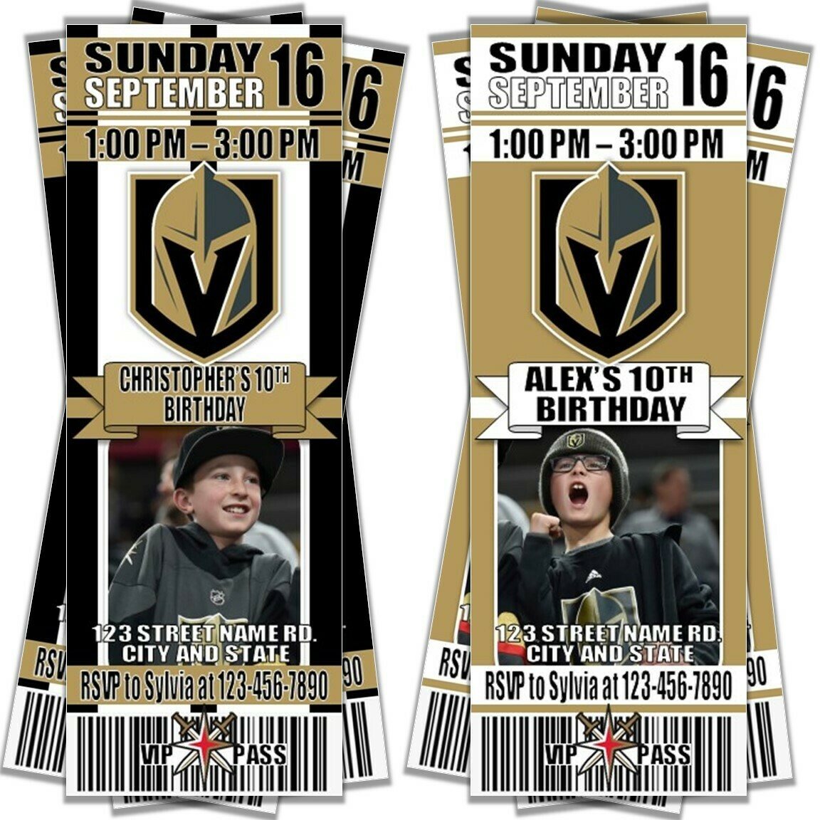 Vegas Golden Knights NHL Hockey Birthday Photo Invitation Ticket Picture