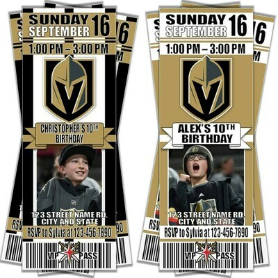 Vegas Golden Knights NHL Hockey Birthday Photo Invitation Ticket Picture