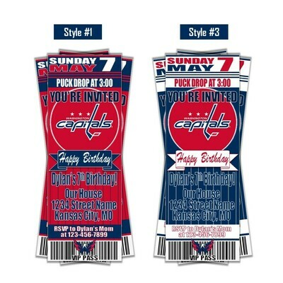 Washington Capitals NHL Hockey Birthday Invitation Ticket Style