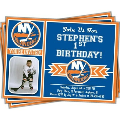 New York Islanders NHL Hockey Birthday Invitation 5&quot;x7&quot; with photo