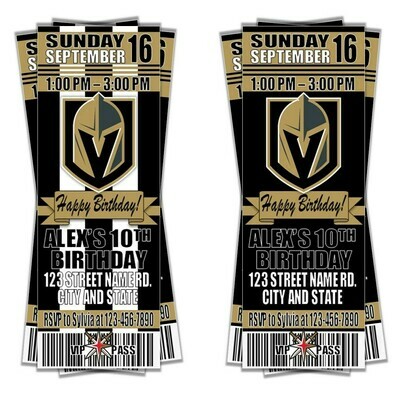 Vegas Golden Knights NHL Hockey Birthday Invitation Ticket VIP