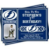 Tampa Bay Lightning NHL Hockey Birthday Invitation 5&quot;x7&quot; with photo