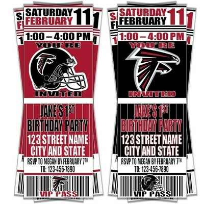 Atlanta Falcons NFL Football Birthday Invitation Ticket Style