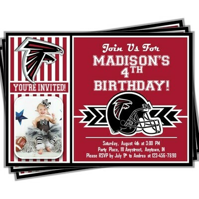 Atlanta Falcons Photo NFL Football Birthday Invitation 5&quot;x7&quot;