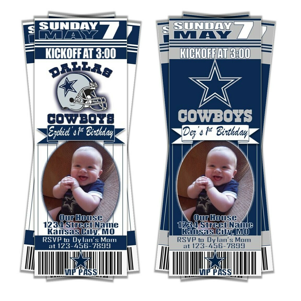 Dallas Cowboys NFL Football Birthday Invitation Ticket Style
