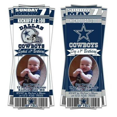 Dallas Cowboys NFL Football Birthday Invitation Ticket Style