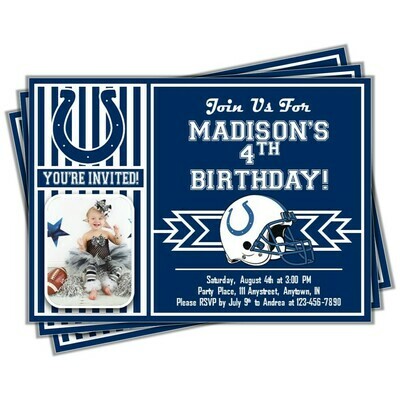 Indianapolis Colts Photo NFL Football Birthday Invitation 5&quot;x7&quot;