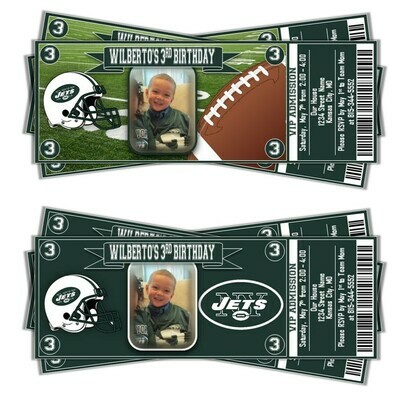 New York Jets NYJ NFL Football Birthday Invitation Ticket Style
