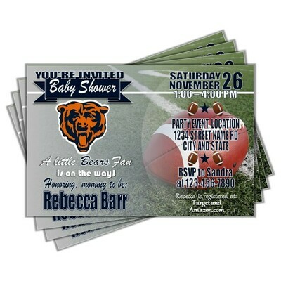 Chicago Bears Photo NFL Football Baby Shower Invitation 4&quot;x6&quot;