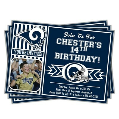 LA Los Angeles Rams NFL Football Birthday Invitation 5x7