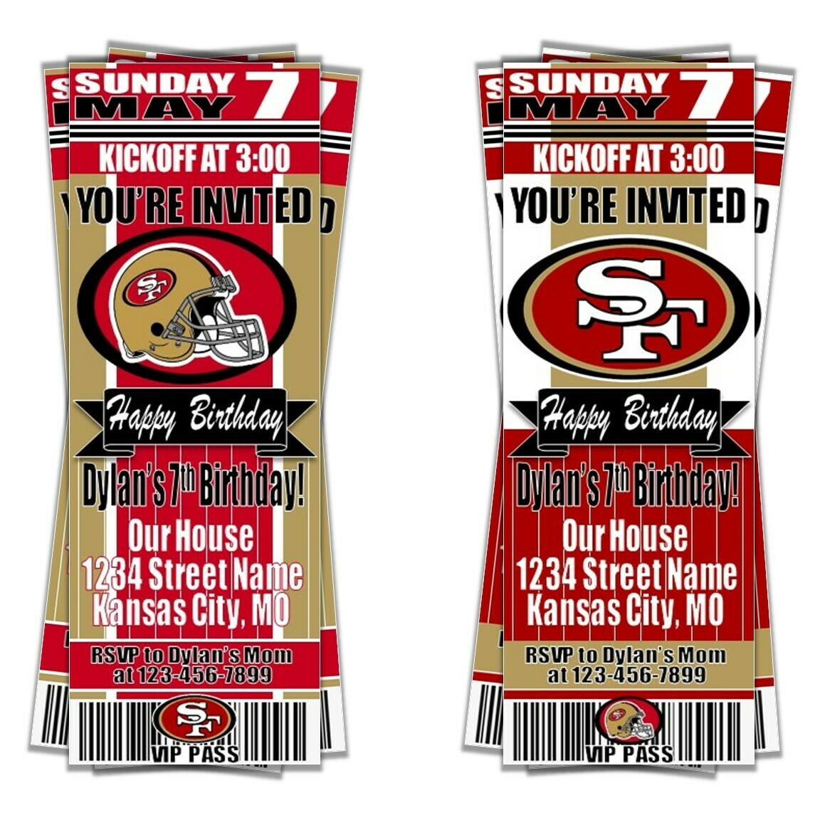 San Francisco 49ers NFL Football Ticket Invitation