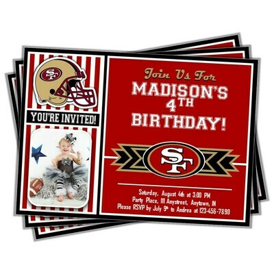 San Francisco 49ers Photo NFL Football Birthday Invitation 5&quot;x7&quot;