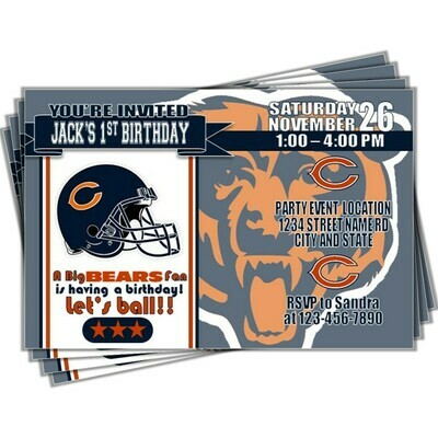 Chicago Bears NFL Football Birthday Invitation 4&quot;x6&quot;