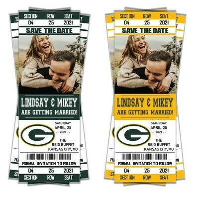 Green Bay Packers SAVE THE DATE photo NFL Football Invitation Ticket Style