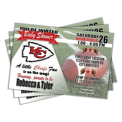 Kansas City Chiefs KC NFL Football Baby Shower Invitation 4&quot;x6&quot;