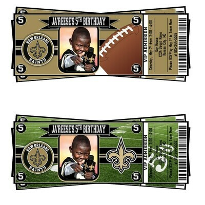 New Orleans Saints NFL Football Birthday Invitation Ticket Style