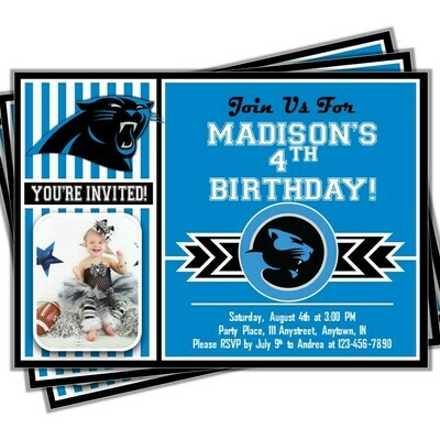 Carolina Panthers Photo NFL Football Birthday Invitation 5&quot;x7&quot;