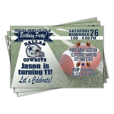 Dallas Cowboys NFL Football Birthday Invitation 4&quot;x6&quot;