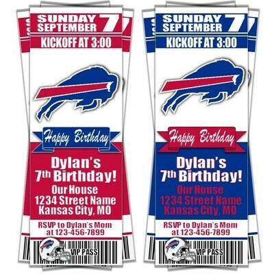 Buffalo Bills NFL Football Birthday Invitation Ticket Style