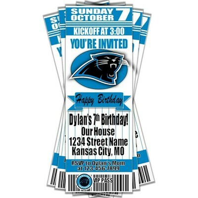 Carolina Panthers NFL Football Birthday Invitation Ticket Style